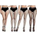 Miniatyrbild 1 av 4: 4-pack Plus Size Fisknätstrumpor, Svarta Fisknätsstrumpbyxor Lårstrumpor
