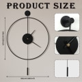 Pikkukuva 2 / 5: Klassinen suuri heiluriseinäkello, koristeellinen taidekello, pyöreä minimalistinen moderni kello, ei tikittävä hiljainen metalliseinäkello 50 cm musta