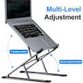 Miniatyrbillede 2 af 5: Bærbar computer stand til skrivebord, 9x7 niveauer justerbar, let og bærbar til rejser (sølv)