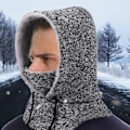 Miniatyrbilde 3 av 5: Balaklava høst og vinter sykkelhette utendørs kald og vindtett skihue varm hvit og grå