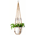 Miniatyrbild 1 av 5: Macrame hängande korg Boho dekorativ bomullsrep blomkrukahållare hängande korg växter för inomhus utomhus tak balkonger dekoration, 89cm