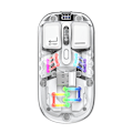 Miniatyrbillede 1 af 6: Transparent trådløs mus 3 tilstande (BT5.1/BT5.1/2.4G) Bluetooth mus lydløs genopladelig silm bærbar mus white
