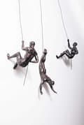 3x Brons Klättring Rappelling Män Trio Hängande Prydnader Figurer Set av tre klättrare