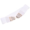 Miniatyrbillede 8 af 8: Bred elastisk linning Rhinestone sløjfe knude dame korset bælte W White