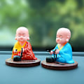 Miniatyrbillede 3 af 5: Solar Powered Bobble Rystende Hoved Dansende Legetøj Buddhist Monk Dol red