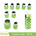 Miniatyrbild 1 av 8: Grönsaksfrukt ter Rostfritt stål Blommor Tecknad Form Form 9pcs-Green
