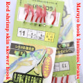Miniatyrbillede 3 af 8: Bionic Red Skin String Hooks Marusei Red Skin Shrimp Hooks Gum 3#