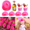 Miniatyrbillede 6 af 8: 10 stk mini plastik cowboyhat Western bryllupsfest dukkehatte S Red