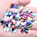 Miniatyrbilde 3 av 8: 200 stk Akryl øyeform Crystal Gems lim på diamantstein Fla Multicolor AB 4x8mm