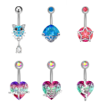 Miniatyrbillede 3 af 8: Kirurgisk stål Crystal Belly Button Rings Zircon Heart Navel Pi F