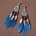 Miniatyrbild 1 av 8: Summer Bohemian Long Feather Dangle Örhängen För Kvinnor Beach Ta navy blue