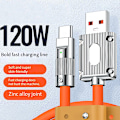 Miniatyrbilde 2 av 8: 120W hurtiglading flytende silikonkabel Type-C lader Lysende Lightning 1M