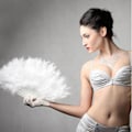 Miniatyrbild 8 av 8: 9 färger Ny kostym Bröllop Showgirl Dans Fällbar Hand Fjäder White