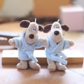Miniatyrbilde 5 av 8: Ny e Badekåpe Dog Plush Doll Keychain Creative Student Bag Bou
