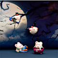 Miniatyrbilde 3 av 8: Mini Halloween Ornament Gresskar Spøkelse Heks Figur Mikroskopisk Land A11