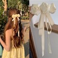 Miniatyrbilde 1 av 8: Ny vårstil Retro hvit Camellia Sløyfe Hårklemme for kvinne H