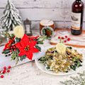 Miniatyrbilde 3 av 8: Juleblomstelysstaker Ornamenter Kunstige Roser Lys Red