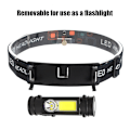 Miniatyrbilde 3 av 5: 6000lumens Led Hodelykt XPE+COB Hovedlykt Hodelykt Lommelykt Black