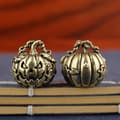 Miniatyrbillede 2 af 8: Vintage messing Halloween Jack O Lantern figur med udsøgt