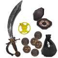 Miniatyrbillede 3 af 8: Pirat Eye Patch Mønter Skib Balloner Kranie Hat Kids Favors Gift B