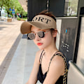 Miniatyrbilde 2 av 8: Kvinner Dame brev Sommer Tom Topp Strandhette Ensfarget lue Khaki