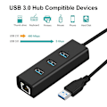 Miniatyrbillede 5 af 8: 3-porte USB 3.0 Gigabit Ethernet Lan RJ45 netværksadapterhub