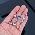 Miniatyrbild 4 av 8: Kirurgiskt stål Crystal Belly Button Rings Zircon Heart Navel Pi F