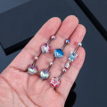 Miniatyrbilde 4 av 8: Kirurgisk stål Krystall navle ringer Zircon Heart Navel Pi B