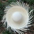 Trendy strandhat unisex med flosset kant vævet stråsolhat udendørs Beige