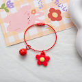 Miniatyrbilde 1 av 8: Candy Color Flower Key Chain Wire Rope Pendant With Bell Car Ke Red