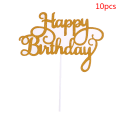 Miniatyrbillede 1 af 8: 10 STK Glitter Papir Tillykke med fødselsdagen Cake Topper Cupcake Dessert Gold