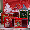Miniatyrbilde 2 av 8: Julegaveboks i tinnplate, rektangulær, med julemotiv B C
