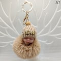Pikkukuva 1 / 5: Sleeping Baby Avaimenperä ja Fluffy Pehmo Doll Avaimenperät Naisten Tytöt A7