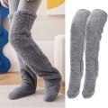 Miniatyrbillede 2 af 8: Over Knee High Fuzzy Long Socks Plysstrømper Ben Gray