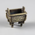 Miniatyrbillede 5 af 8: Retro Bronze Tripod Røgelse Brænder  Udskæring Drage Chinoiserie A