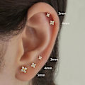 Miniatyrbilde 4 av 6: 3 stk/sett Fire kronblade Zircon Flower Stud øredobber sett for kvinner
