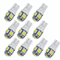 Miniatyrbild 2 av 8: 10 st White T10 Wedge 5-SMD 5050 5W5 LED-nummerskyltslampor
