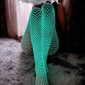 Miniatyrbillede 7 af 8: Sexede kvinder Lysende netstrømper Glow in the Dark Fiskenet White
