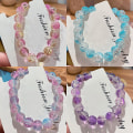 Miniatyrbilde 2 av 8: Kvinners Cracked Quartz Crystal Beaded Runde Glassperler Stretch A4