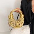 Miniatyrbilde 4 av 8: Håndvesker For Dame Håndvevde Nudler Poser Rope Knotted Pulled Ho Gold