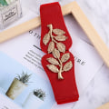 Miniatyrbilde 1 av 8: Elastisk slankebelte for kvinner mote retro metallbladskinn Red