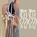 Pikkukuva 3 / 8: n Style Ribbon Bow Hiuspidike Pitkä Tupsu Hiusneula Sweet Lovely H White
