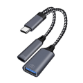 Miniatyrbilde 5 av 5: USB C OTG-kabeladapter 2 i 1 Type C til USB A-adapter med PD Gray