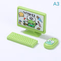 Miniatyrbillede 1 af 5: Dukkehus Miniature monitor tastatur mus sæt Dekoration Access A3