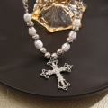 Miniatyrbilde 4 av 5: Motetrend Søt Kul kunstig Diamond Cross Pendant Pearl A2