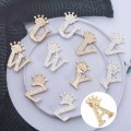 Miniatyrbillede 4 af 8: Fashion Crown 26 begyndelsesbogstaver A til Z Crystal Rhinestone Broo Gold-M