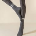 Miniatyrbillede 7 af 8: Stribede yogasok kvinders mid-tube sokker skridsikker silikone indo black