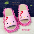 Miniatyrbilde 1 av 8: Tegneserie Dog Lazy Mopp Tøfler Unisex mikrofiber rengjøringsgulv Pink Kitty