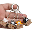 Miniatyrbillede 2 af 8: Creative e Little Cat Box nøglering til kvinder mænd nøglering taske C Gray