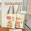 Miniatyrbilde 2 av 8: e Kapibala Canvas Bag Capybara Large Capacity Shopping Bag Shou A4